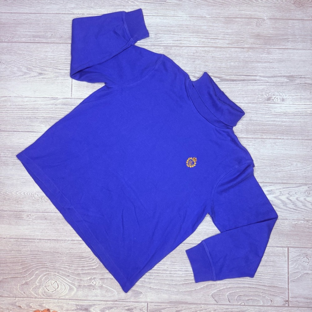 Vintage blue Ralph Lauren long sleeve turtle neck sweater shirt petit M cotton